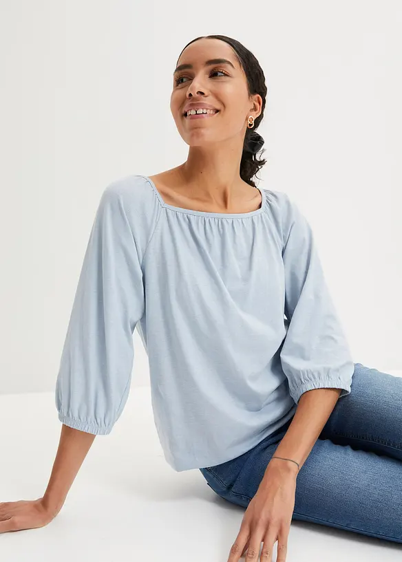 Shirtbluse aus reiner Bio-Baumwolle in grau von vorne (im Anschnitt) - bonprix Shirtbluse aus reiner Bio-Baumwolle in grau von vorne (im Anschnitt) - bonprix