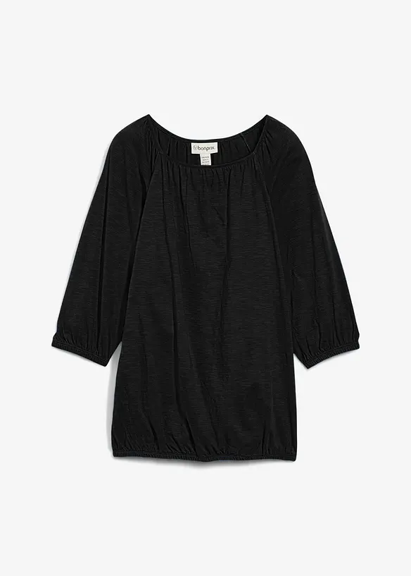 Shirtbluse aus reiner Bio-Baumwolle in schwarz von vorne - bonprix