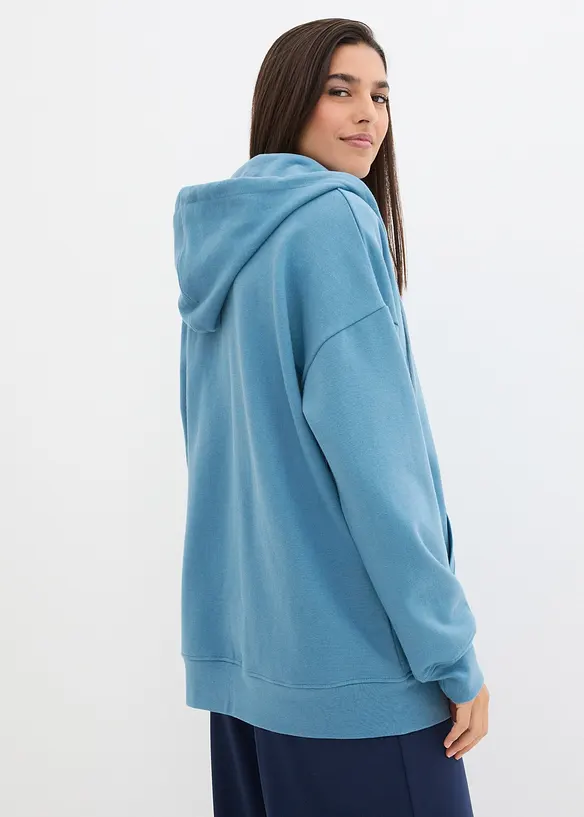 Kapuzen-Sweatjacke in blau von hinten (im Anschnitt) - bonprix
