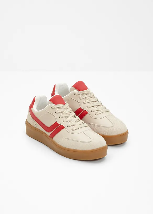Plateau-Sneaker im Retrolook in beige - bonprix