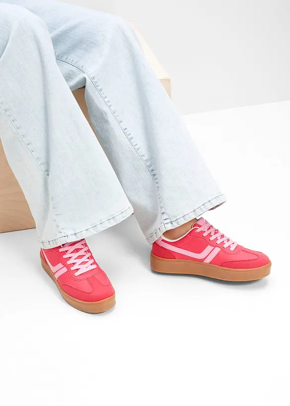 Plateau-Sneaker im Retrolook in pink - bonprix