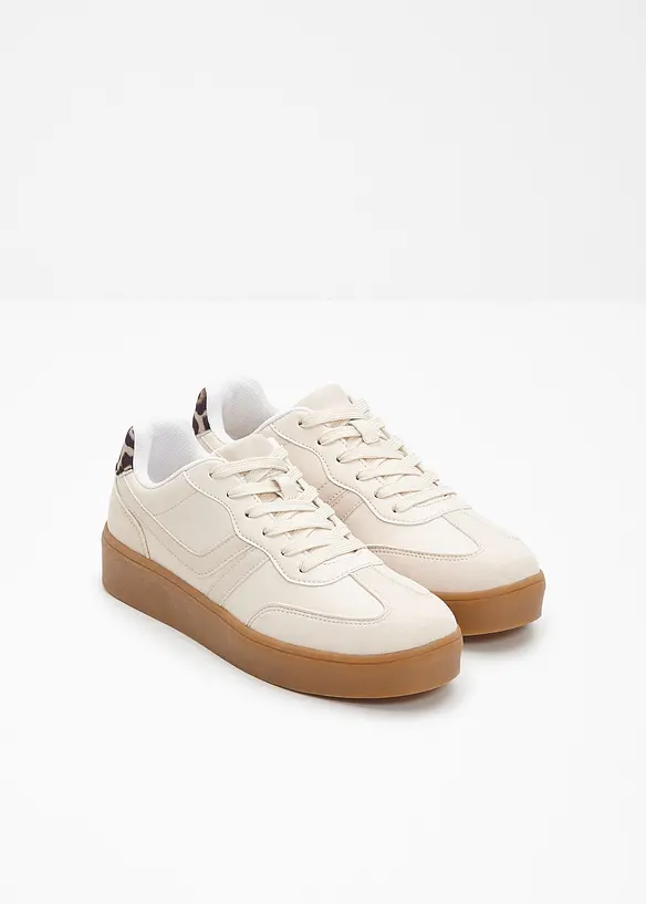 Plateau-Sneaker im Retrolook in weiß - bonprix