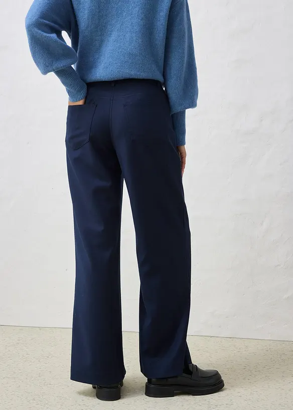Weite 5-Pocket Hose mit Wolle in blau von hinten - bonprix Weite 5-Pocket Hose mit Wolle in blau von hinten - bonprix