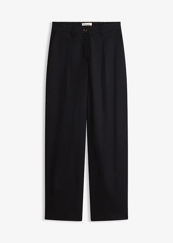 Barrel Fit Hose mit Bundfalten in schwarz von vorne - bonprix