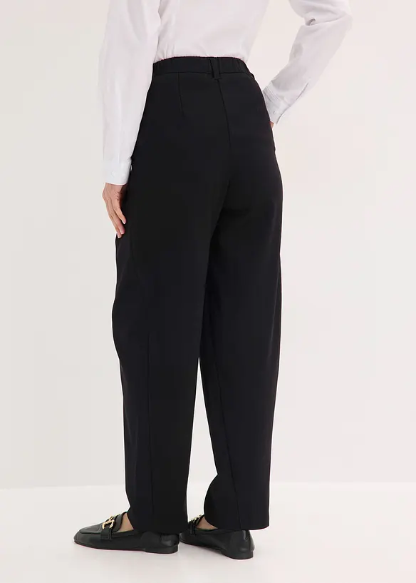 Barrel Fit Hose mit Bundfalten in schwarz von hinten - bonprix
