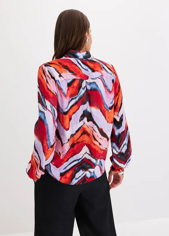 bedruckte Bluse in lila von hinten (im Anschnitt) - bonprix