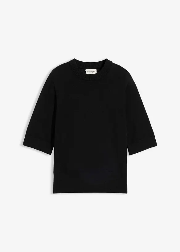 Pullover mit Seidenanteil in schwarz von vorne - bonprix