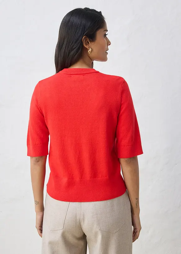 Pullover mit Seidenanteil in rot von hinten (im Anschnitt) - bonprix