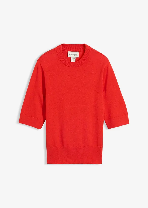 Pullover mit Seidenanteil in rot von vorne - bonprix