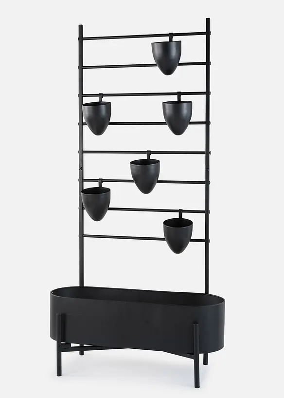 Pflanztöpfe mit Gestell in schwarz von vorne - bonprix