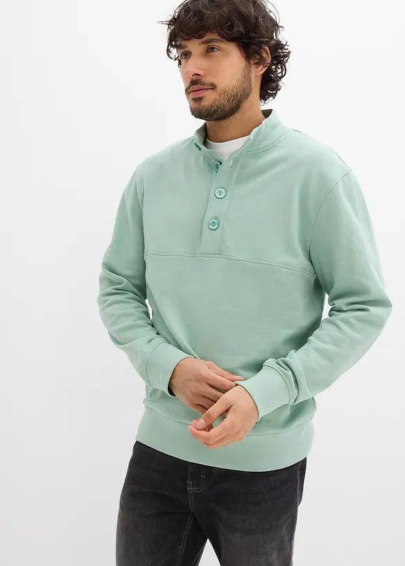 Sweatshirt aus reiner Bio-Baumwolle in grün von vorne (im Anschnitt) - bonprix