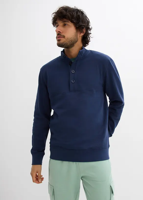 Sweatshirt aus reiner Bio-Baumwolle in blau von vorne (im Anschnitt) - bonprix