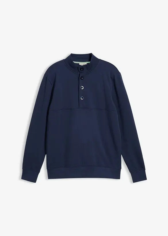Sweatshirt aus reiner Bio-Baumwolle in blau von vorne - bonprix