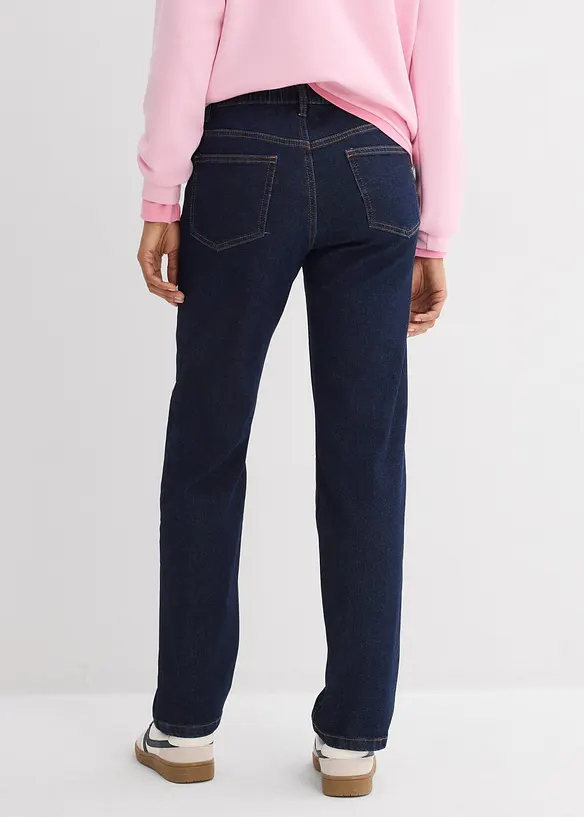 Loose Straight-Jeans Mid Waist in blau von hinten - bonprix