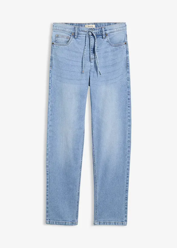 Loose Straight-Jeans Mid Waist in blau von vorne - bonprix