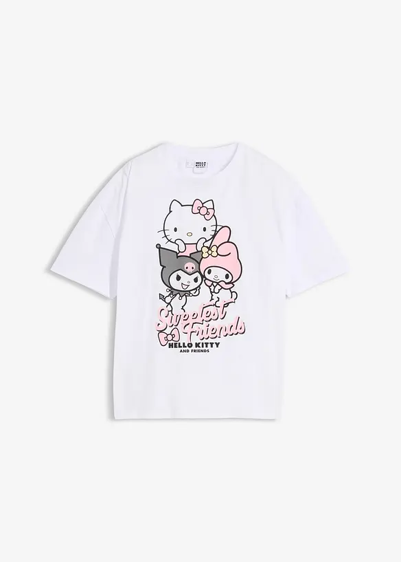 Hello Kitty Oversize-Shirt aus reiner Baumwolle in weiß von vorne - Hello Kitty