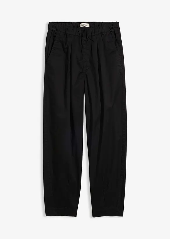 Twill-Barrel-Hose mit Bequembund aus Baumwoll-Mix in schwarz von vorne - bonprix Twill-Barrel-Hose mit Bequembund aus Baumwoll-Mix in schwarz von vorne - bonprix