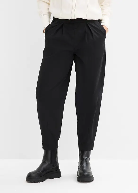 Twill-Barrel-Hose mit Bequembund aus Baumwoll-Mix in schwarz von vorne - bonprix Twill-Barrel-Hose mit Bequembund aus Baumwoll-Mix in schwarz von vorne - bonprix