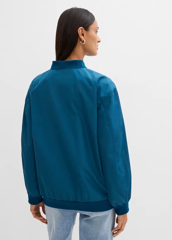 Weite Pilotenjacke mit Leofutter in petrol von hinten (im Anschnitt) - bonprix