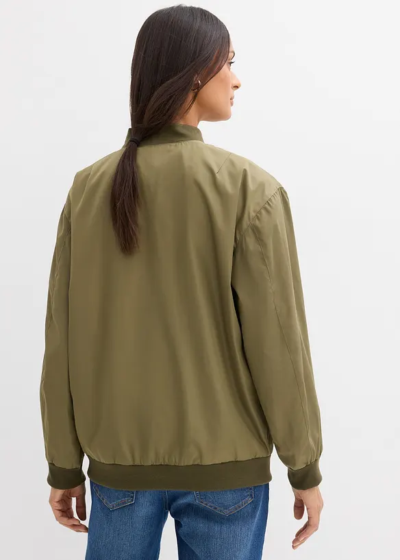 Weite Pilotenjacke mit Leofutter in grün von hinten (im Anschnitt) - bonprix