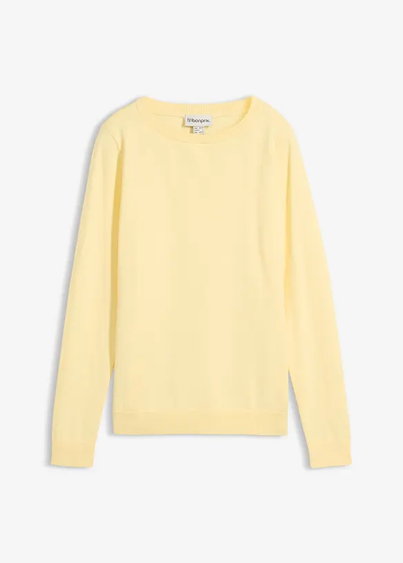 Feinstrickpullover in gelb von vorne - bonprix
