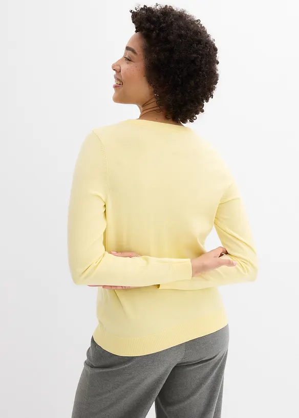 Feinstrickpullover in gelb von hinten (im Anschnitt) - bonprix