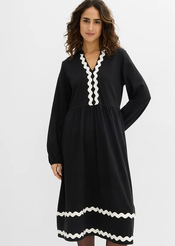 Jerseykleid in schwarz von vorne (Totalaufnahme) - bonprix