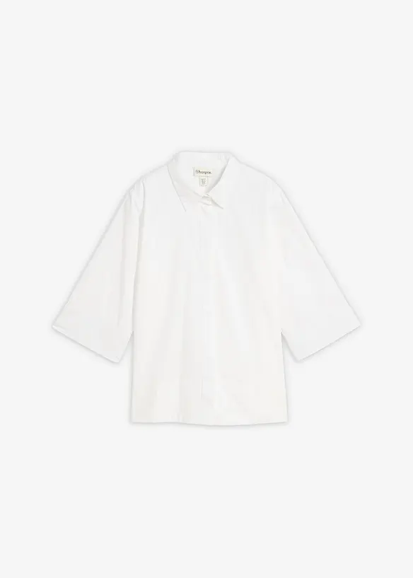 Bluse aus reiner Baumwolle in weiß von vorne - bonprix