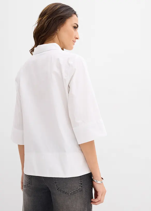 Bluse aus reiner Baumwolle in weiß von hinten (im Anschnitt) - bonprix
