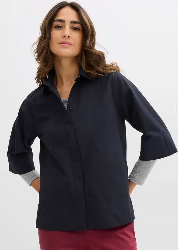 Bluse aus reiner Baumwolle in schwarz von vorne (im Anschnitt) - bonprix