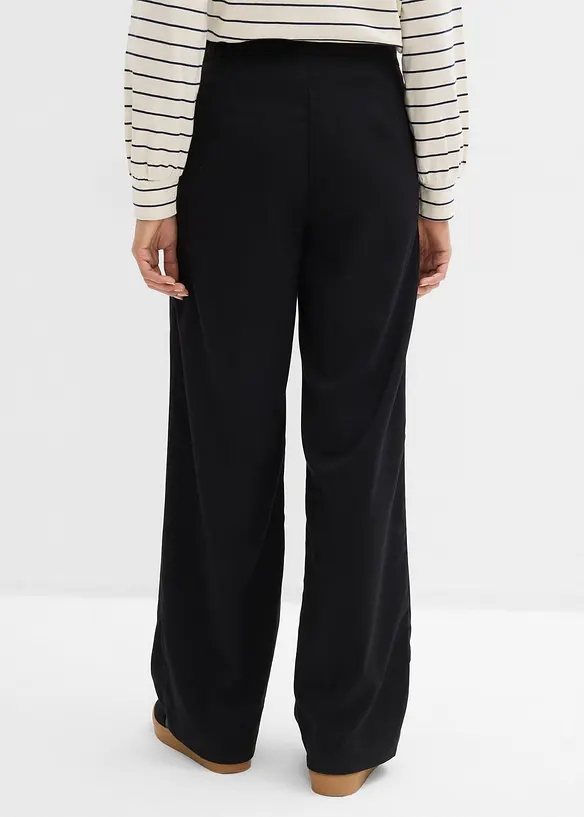 Bundfaltenhose aus Viskose-Mix in schwarz von hinten - bonprix