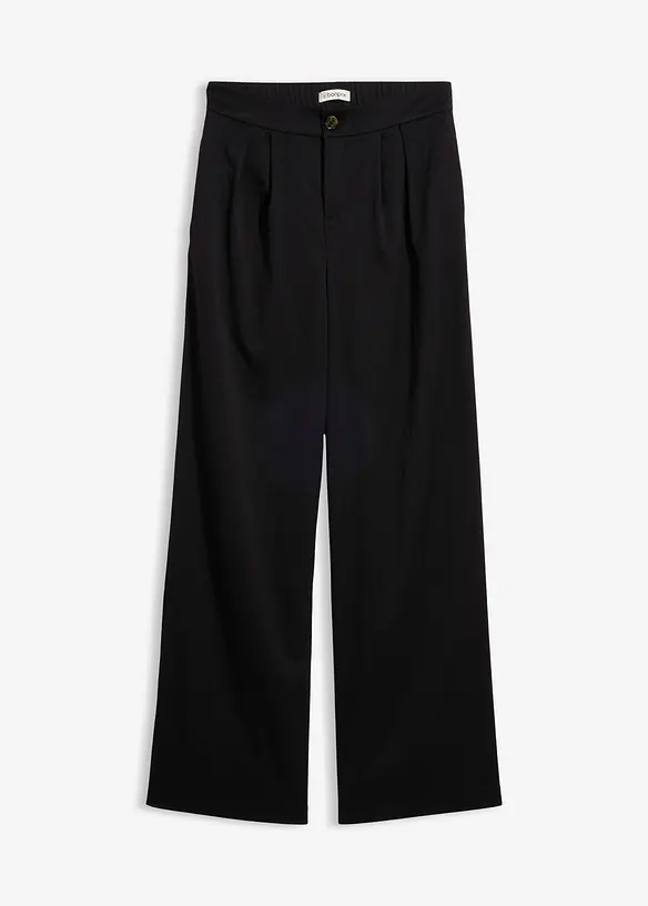 Bundfaltenhose aus Viskose-Mix in schwarz von vorne - bonprix