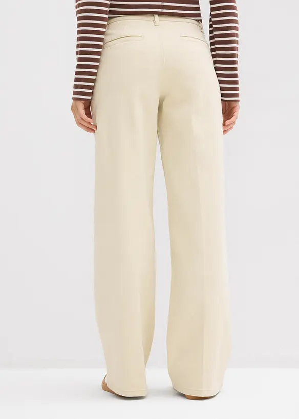 High Waist Twillhose aus elastischem Baumwoll-Mix in beige von hinten - bonprix