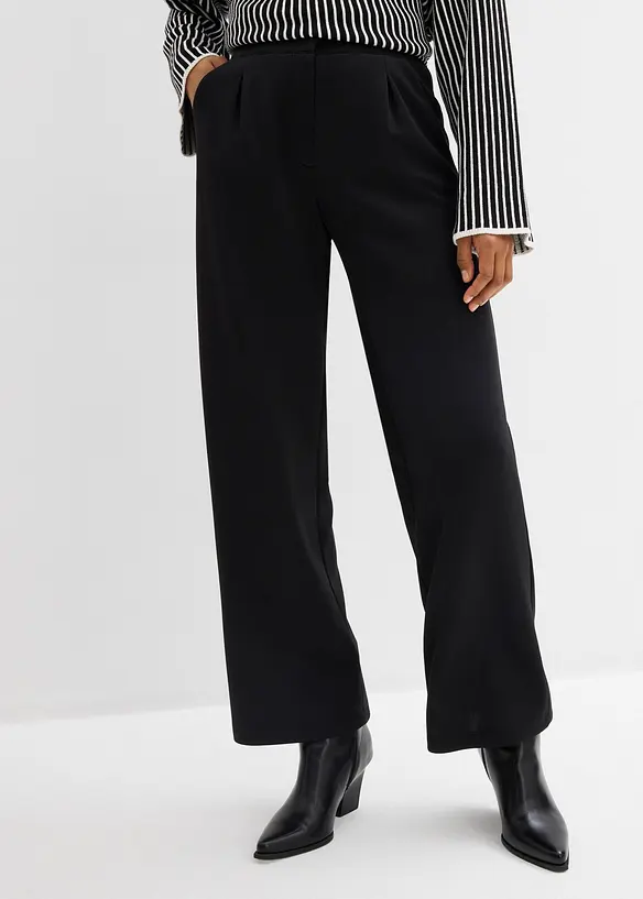 Bequeme Hose aus weichem Scuba in schwarz von vorne - bonprix