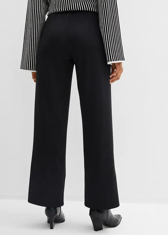 Bequeme Hose aus weichem Scuba in schwarz von hinten - bonprix