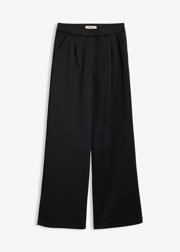 Bequeme Hose aus weichem Scuba in schwarz von vorne - bonprix
