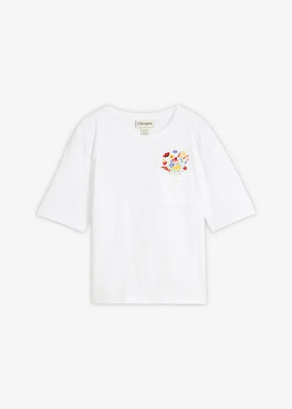 T-Shirt aus reiner Bio-Baumwolle mit Stickerei in weiß von vorne - bonprix T-Shirt aus reiner Bio-Baumwolle mit Stickerei in weiß von vorne - bonprix