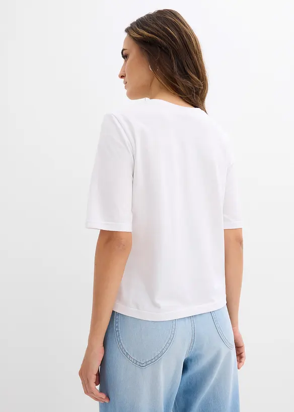 T-Shirt aus reiner Bio-Baumwolle mit Stickerei in weiß von hinten (im Anschnitt) - bonprix T-Shirt aus reiner Bio-Baumwolle mit Stickerei in weiß von hinten (im Anschnitt) - bonprix