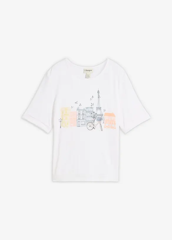 T-Shirt aus Viskosemix in weiß von vorne - bonprix