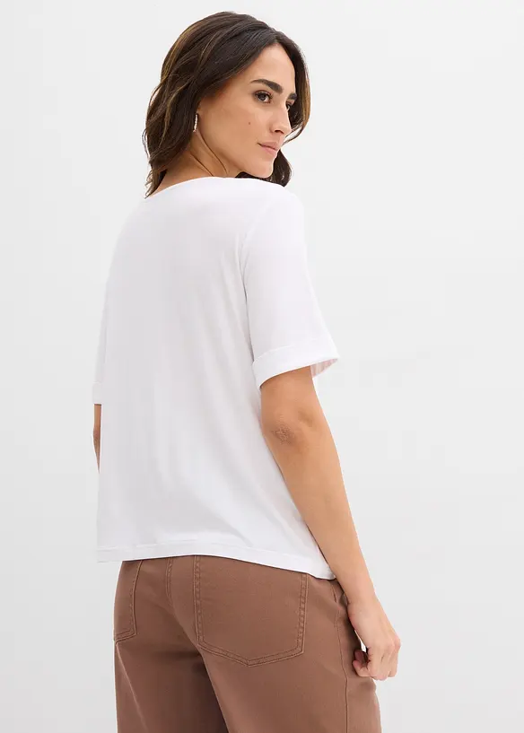 T-Shirt aus Viskosemix in weiß von hinten (im Anschnitt) - bonprix