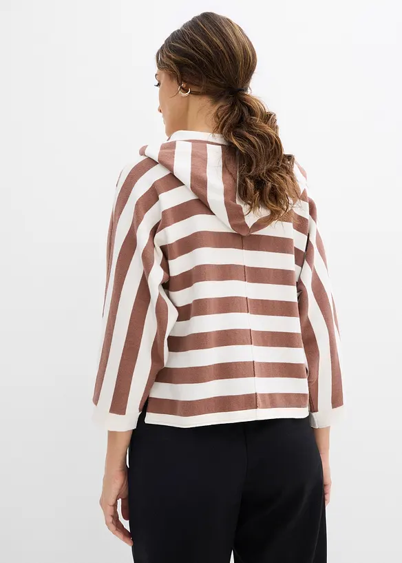 Oversize-Feinstrickpullover aus Baumwollmix in weiß von hinten (im Anschnitt) - bonprix
