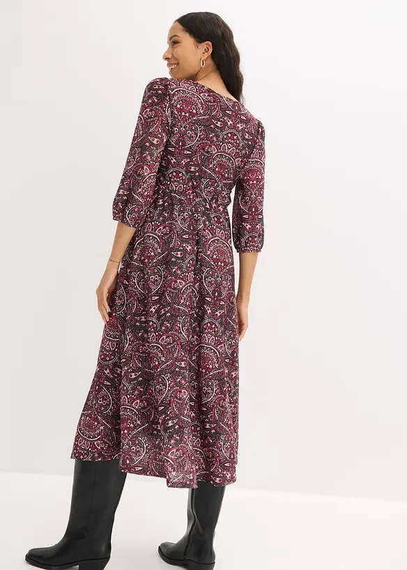 Jerseykleid in schwarz von hinten (Totalaufnahme) - bonprix