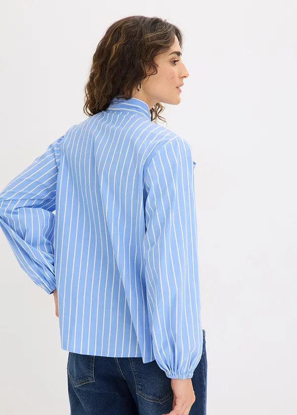 Schluppenbluse in blau von hinten (im Anschnitt) - bonprix