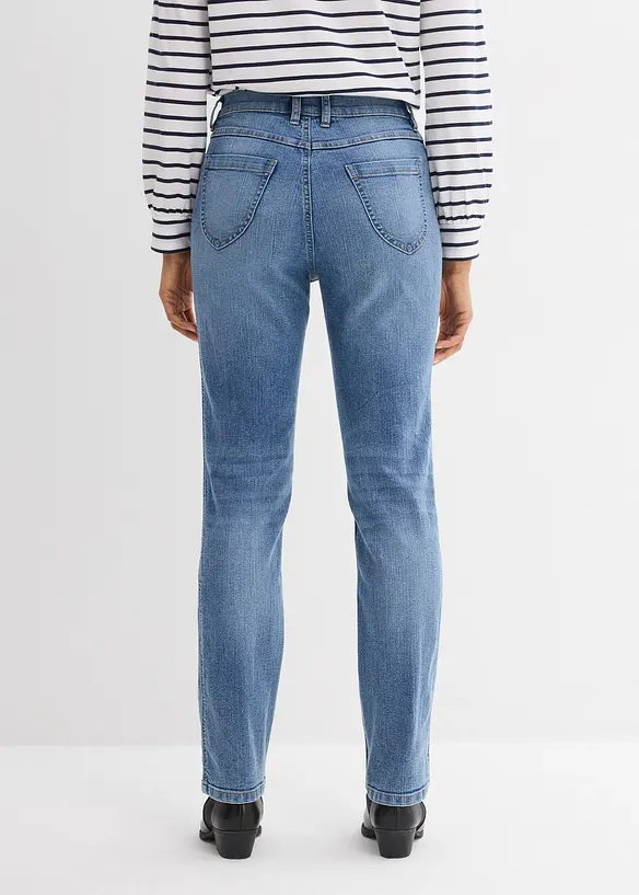 Straight-Jeans High Waist in blau von hinten - bonprix
