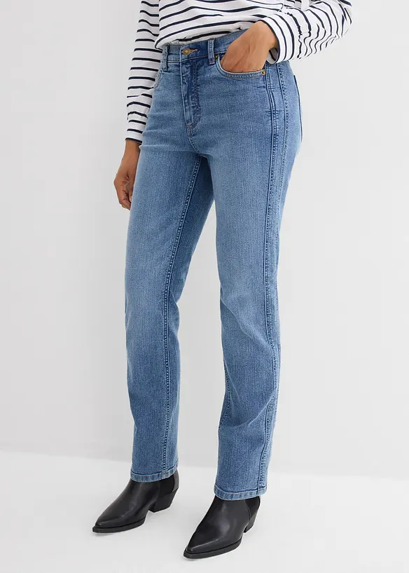 Straight-Jeans High Waist in blau von vorne - bonprix