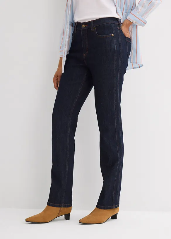 Straight-Jeans High Waist in blau von vorne - bonprix
