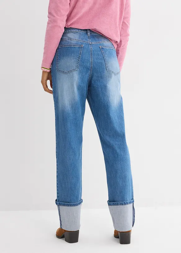 Loose Straight-Jeans High Waist in blau von hinten - bonprix