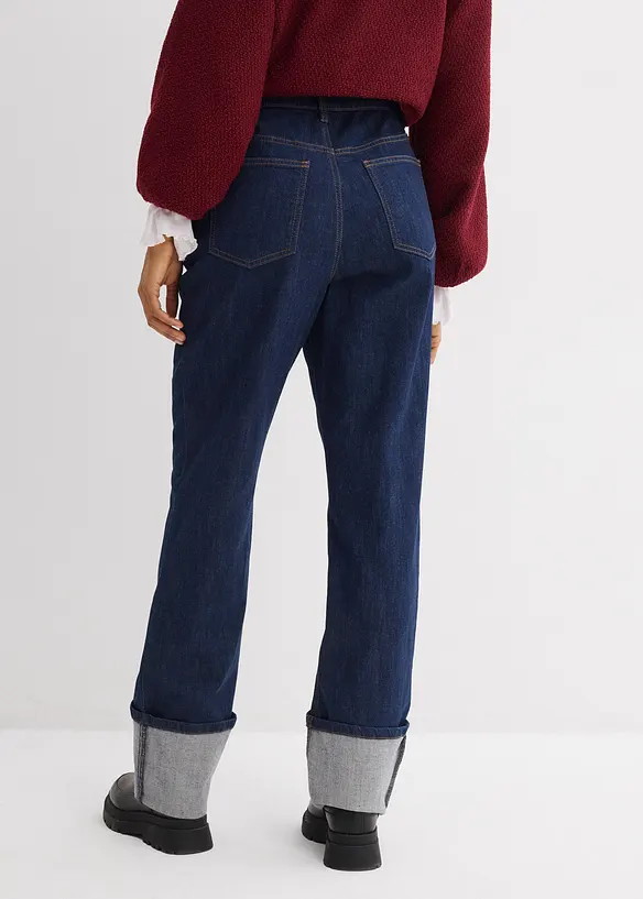 Loose Straight-Jeans High Waist in blau von hinten - bonprix