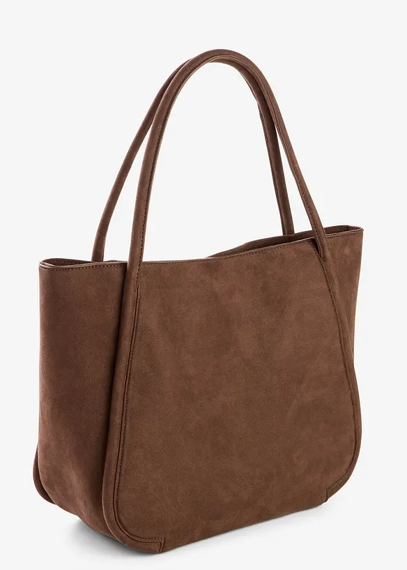 Shopper in Velourslederoptik in braun von hinten - bonprix