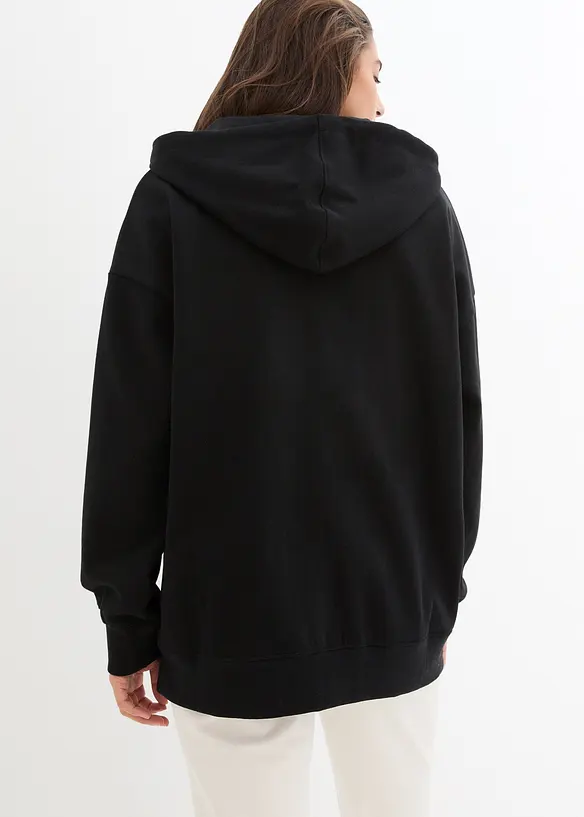 Kapuzen-Sweatjacke in schwarz von hinten (im Anschnitt) - bonprix